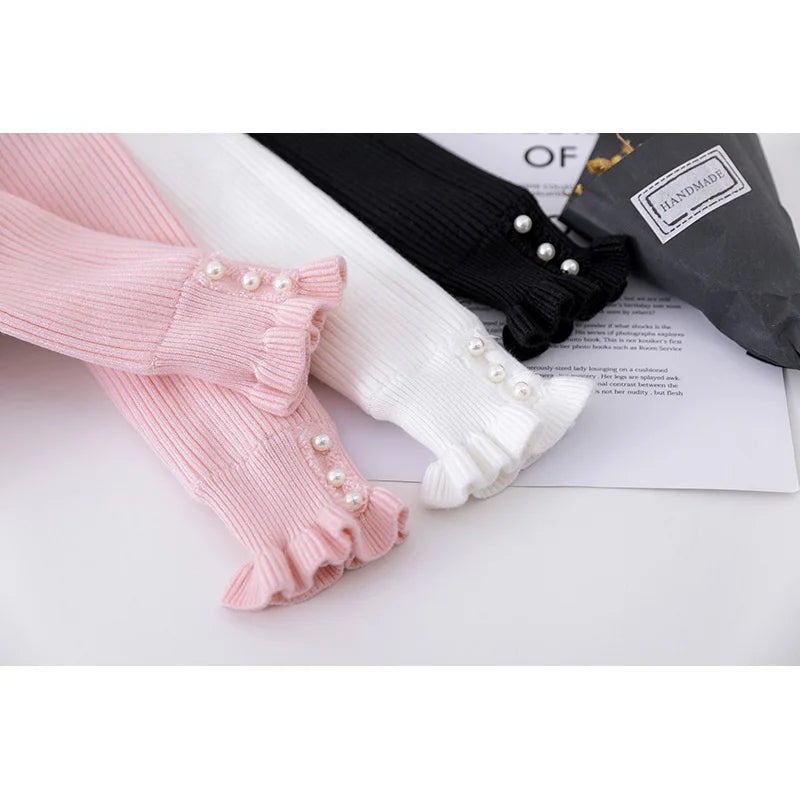 Girls Thickened Sweater Children's Winter Knitted Jumper Kids Fashion Solid Sweaters Teenager Autumn Thickened Clothes 3-12Y