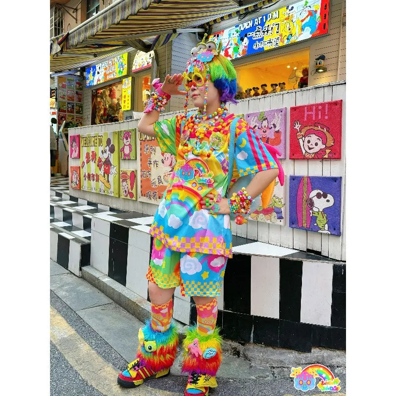 New Trendy Girls' Clothing 3D Printed Dopamine Rainbow Clothing, Home Stay Women's Casual Shorts