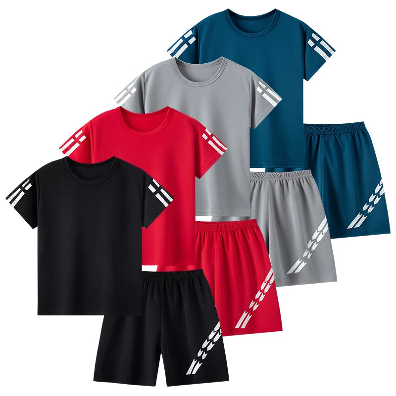 2/4-pcs Summer Children's Multi-color Combination Quick Drying Sports Suit Boys And Girls Short Sleeved T-shirt Versatile Shorts