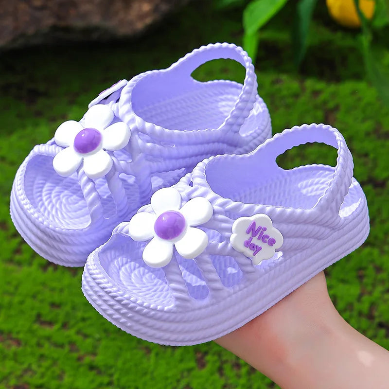 Girls' Sandals Summer New Fashion Princess Shoes EVA Anti slip Soft Bottom Flower Indoor and Outdoor Children's Sandals