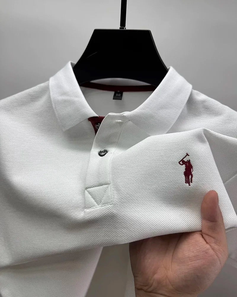 100% pure cotton high-end brand men's short sleeve polo shirt summer fashion customization horse embroidery classic Paul T-shirt