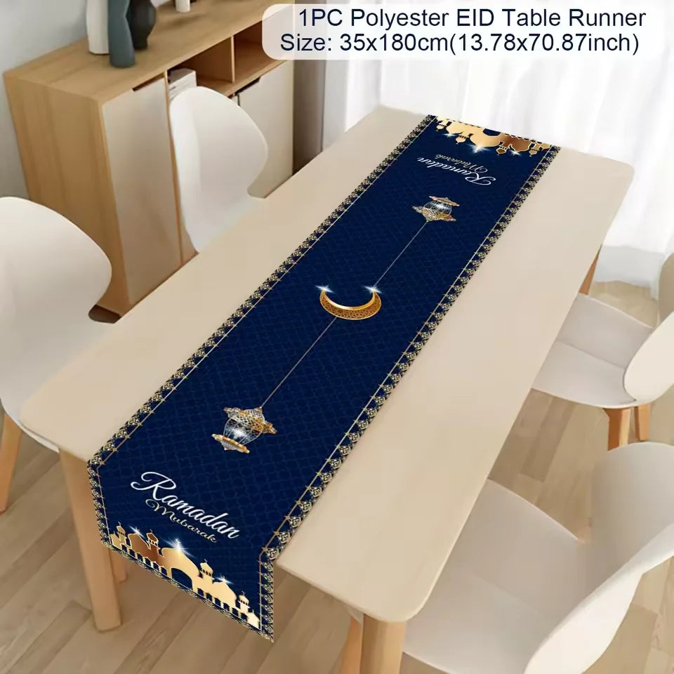 Ramadan Table Runner Eid Mubarak Decoration 2026 for Home Ramadan Kareem Ramadan Mubarak Islamic Muslim Party Eid Al-Fitr Gifts
