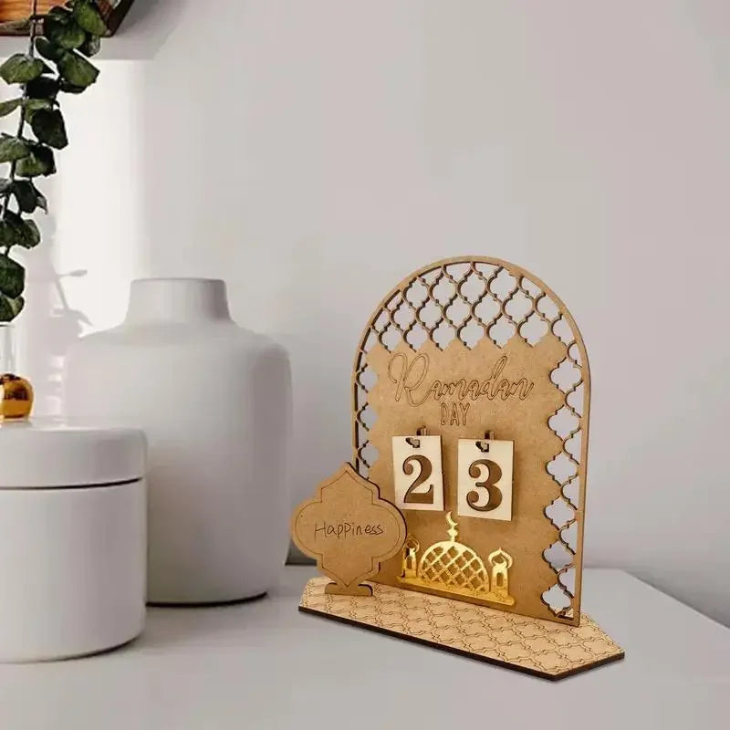 DIY Wooden Eid Countdown Calendar 2026 Ramadan Craft Ornament Easy To Install Home Party Decoration Islamic Festival Gift Set