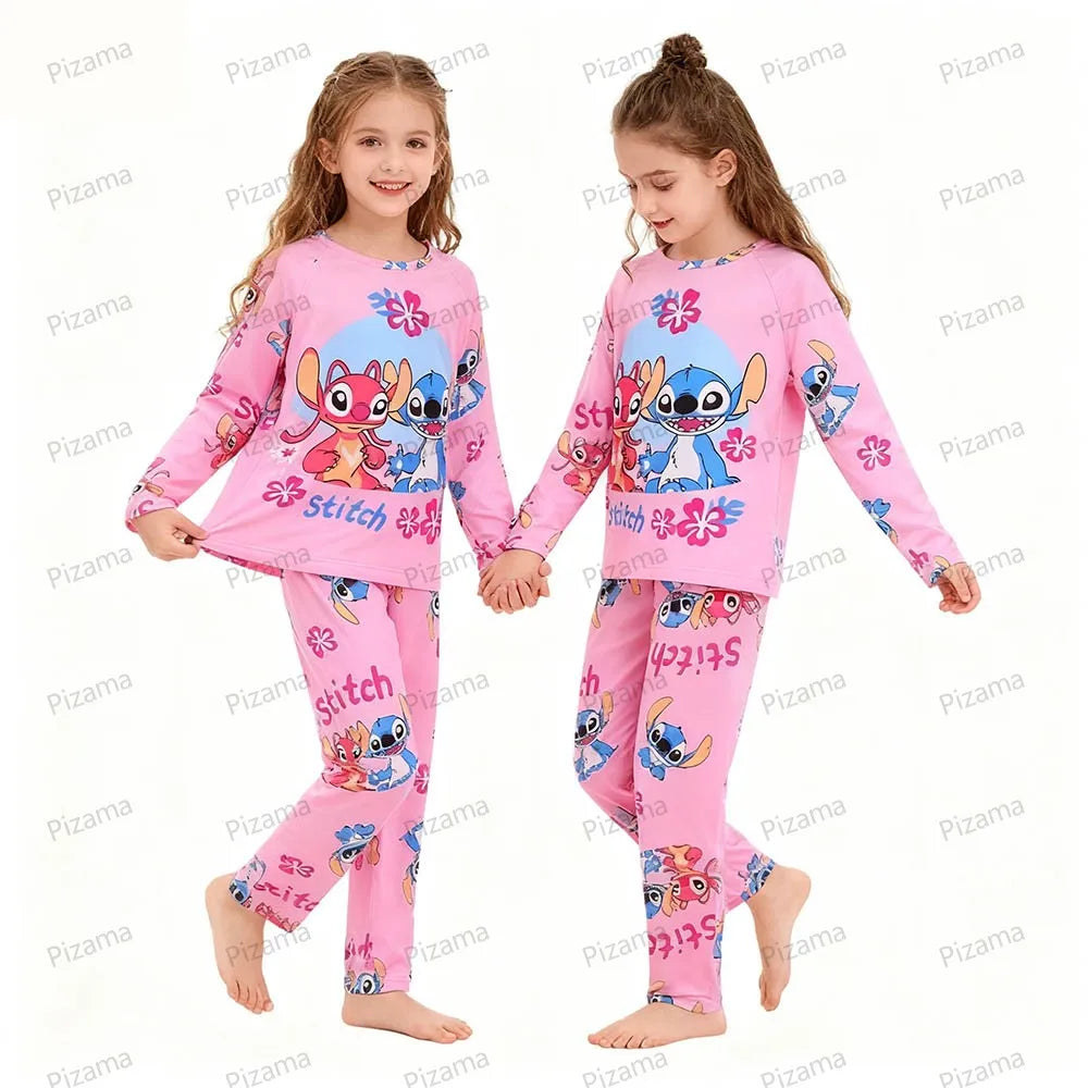 Stitch Pajamas for Kids Girls Long Sleeved Soft Comfortable Lilo & Stitch Pyjamas Suits Children's Loungewear Sleepwear