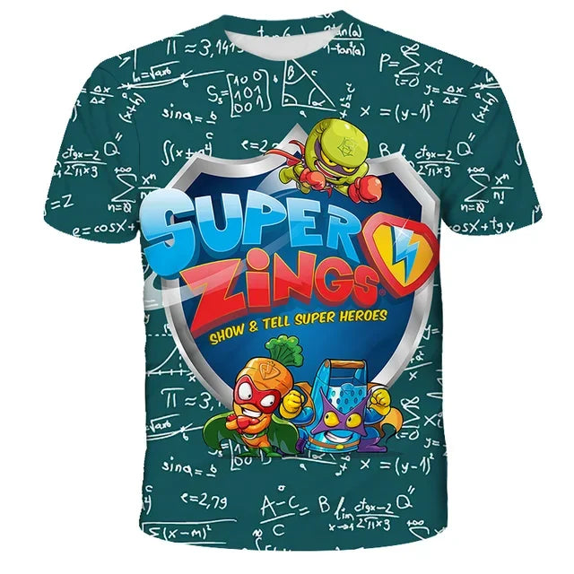 Super Zings T Shirt Kids Toddler Anime Game Streetwear Short Sleeve