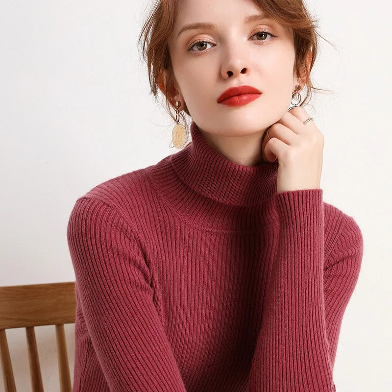 Korean Slim Fit High Neck Sweater