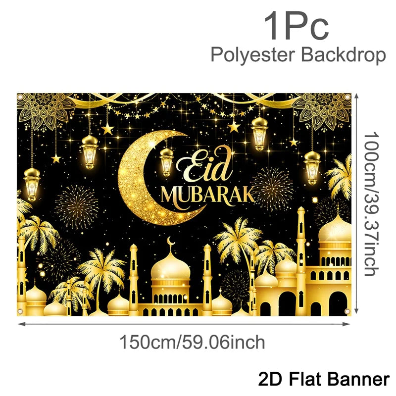 EID Mubarak Decoration Backdrop Ramadan Decor 2026 For Home Background Ramadan Kareem Islamic Muslim Party Eid Al Adha Gifts