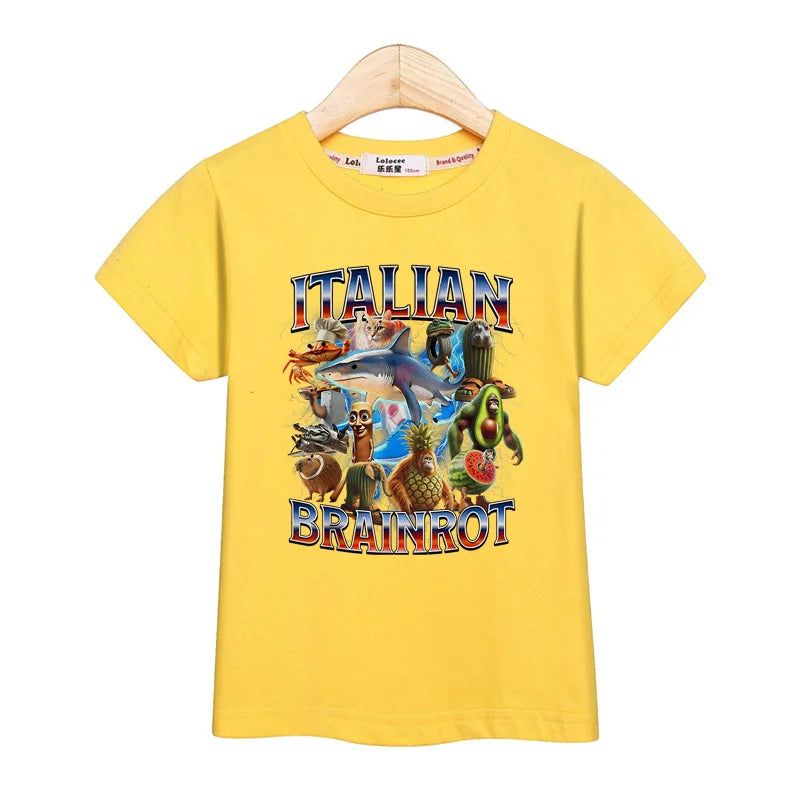 Children Summer Shirt Italian Brainrot Cartoon