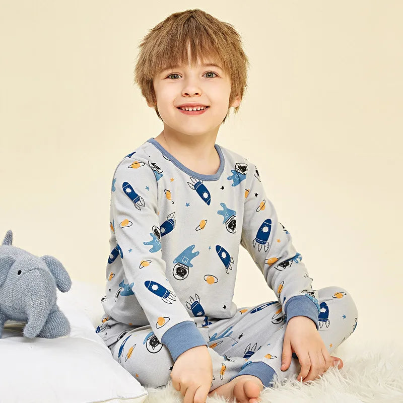 Boys Pajamas Sets 2 to 3 4 5 6 7 8 9 10 11 12 13 Years Cotton Soft Long Sleeve Toddler Boy Pijamas Set Blue Astronaut Pyjamas