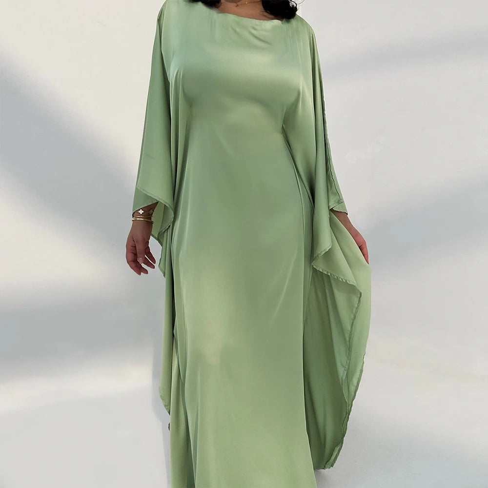 Comfortable Classic Abaya 2025 Islamic Clothing Satin Fabric Batwing Kaftan Women's Dresses Modest Abaya Women Muslim Dress
