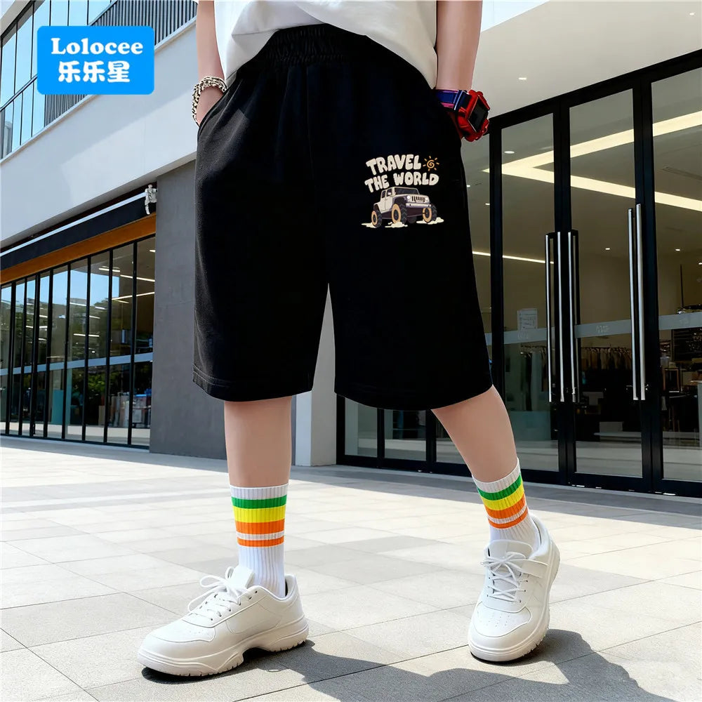 3-14years Boys Summer Shorts Kids Short Sport Cotton Sweatpants Youth Boys Knee Length Pants Teenage Sport Shorts EJCK1