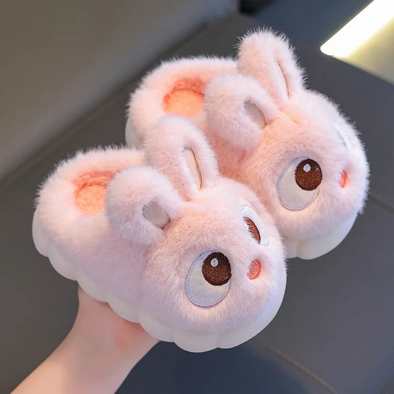 2026 New Cute Rabbit Children's Cartoon Winter Slippers Comfortable Warm House Shoes Boys Girls Indoor Home Fluffy Slippers
