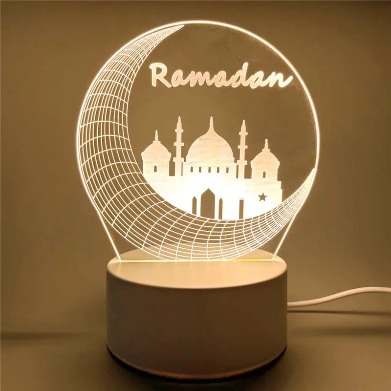 USB Operated LED Night Light Eid Mubarak Table Ornament Muslim Eid Al Adha Holiday Lighting Ramadan Decorations 2026 room decor