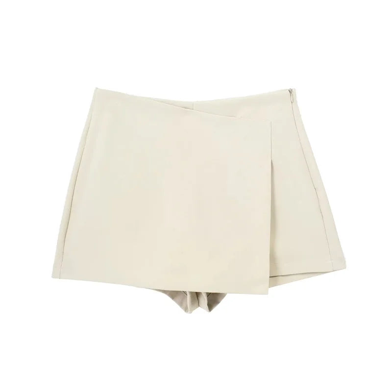 MUJER 2025 Asymmetric Skort For Women Black High Waist Mini Skirt Shorts Women Casual Bermuda Shorts Woman Summer Skirt Shorts