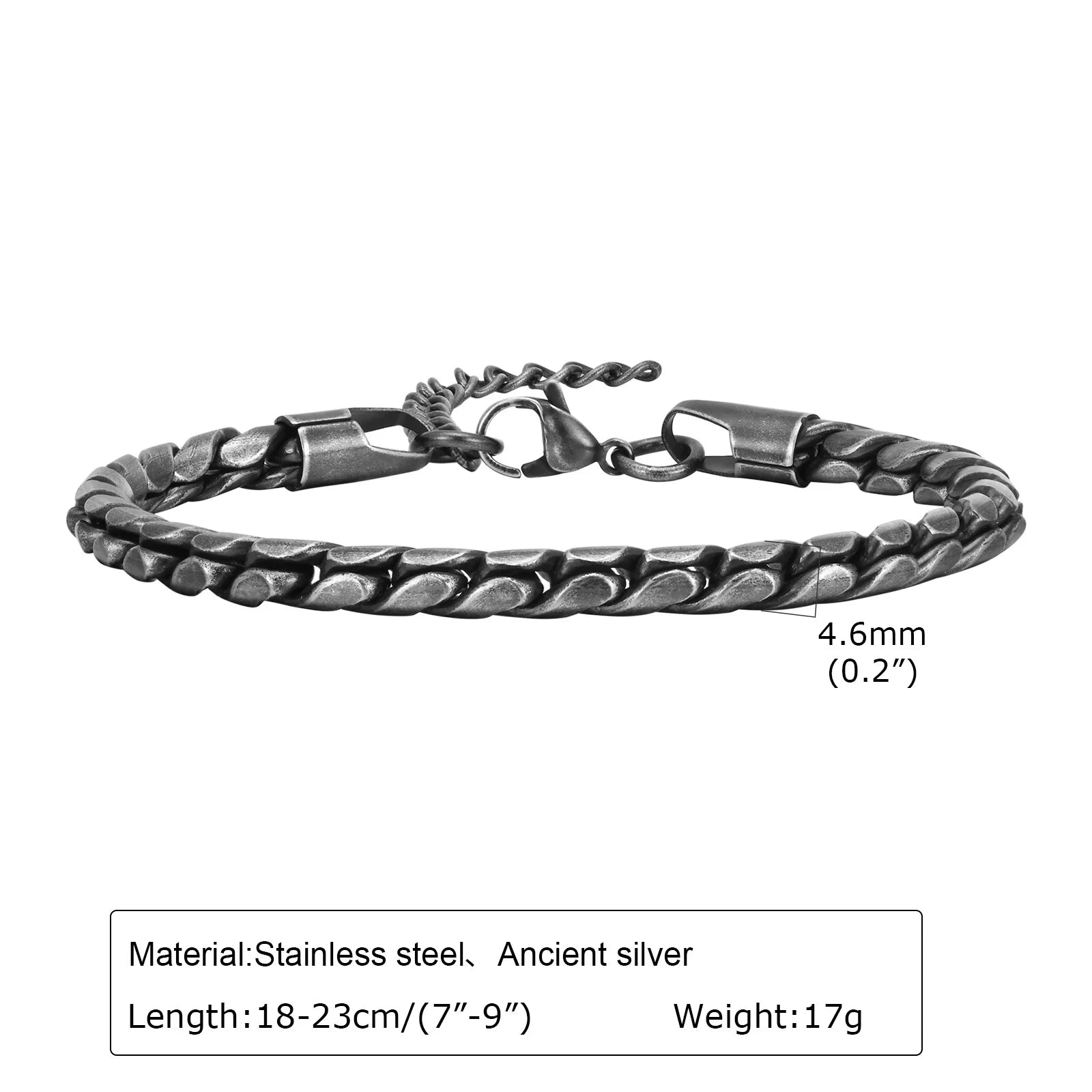 Vintage Chain Bracelets for Men Boys,Byzantine Stainless Steel Braided Link Wristband,Retro Jewelry Birthday Father Gifts