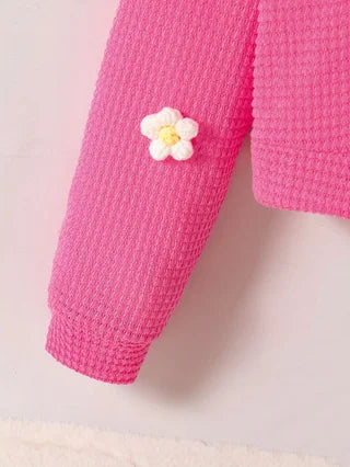 Pre-teen Girls' Casual Floral-Print Cardigan Sweater – Ideal for Autumn, Vacations, Summer and Travel