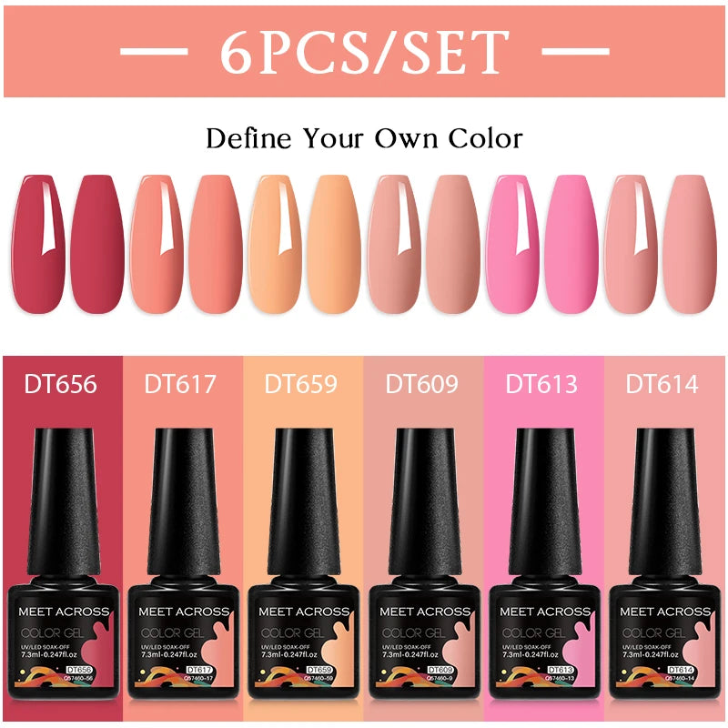 6pc Nail Gel Polish Set DIY Nail Art Semi Permanent UV LED Gel Kit For Nails Decoration Manicure Soak Off Painting Vernis Design
