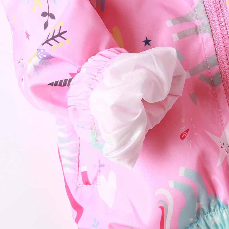 Children Jacket 2 3 4 5 6 7 8 9Y Girl Clothes Spring Cotton Kids Graffiti Hoodie Ziper Toddler Girls Windbreaker Coat Autumn Top