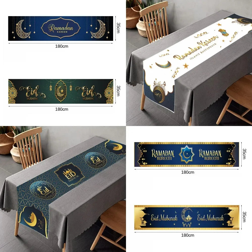 Ramadan Table Runners Eid Mubarak Moon Star Tablecloths Decoration Eid Party Table Decorations Islamic Muslim Party  2026