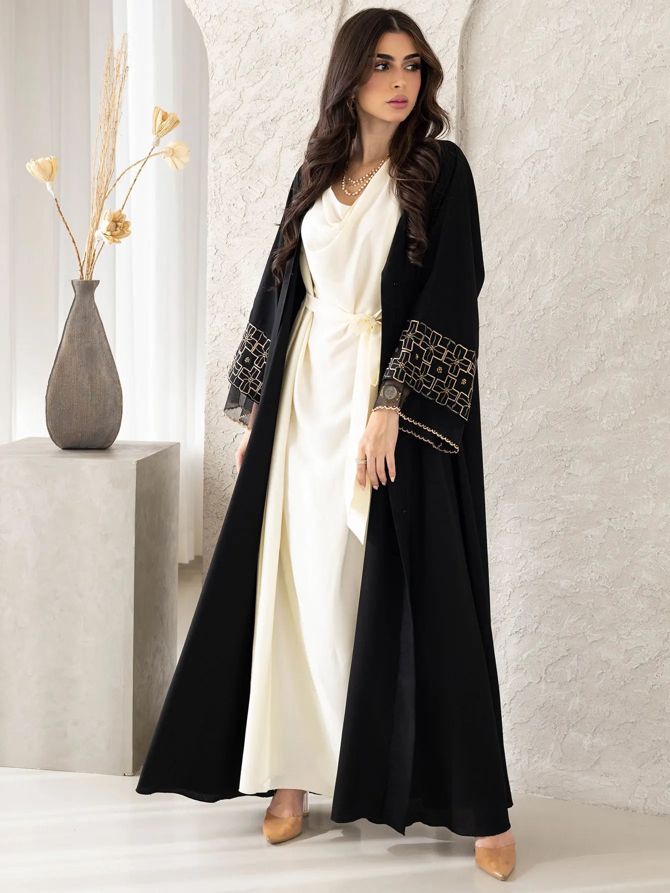 Muslim Long Robe Embroidery Dress for Women Morocco Eid Kimono Ramadan Abayas Kaftan Islam Dubai Arab Holiday Party Maxi Dress