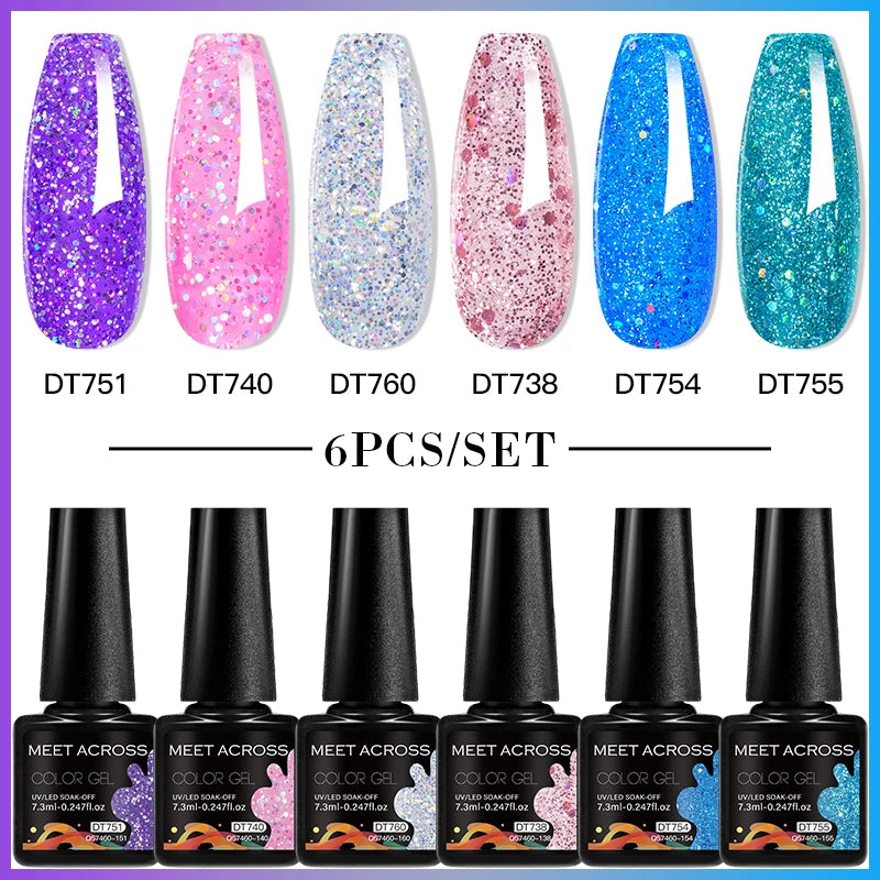 6pc Nail Gel Polish Set DIY Nail Art Semi Permanent UV LED Gel Kit For Nails Decoration Manicure Soak Off Painting Vernis Design