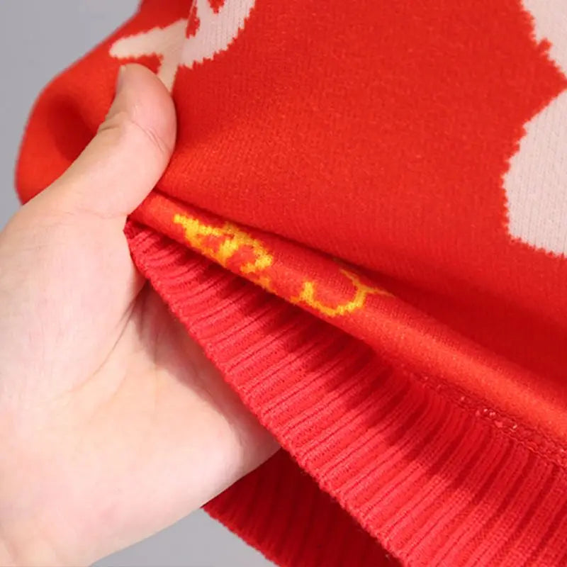 Girls' Sweater Autumn/Winter New Thickened Fashion Children's Knitted Sweater Girls' Top Sweet and Cute