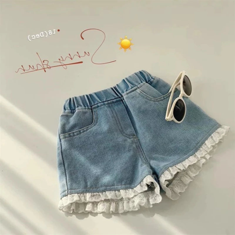 New Girls Denim Shorts Korean Lightweight Summer Shorts for Toddler Girls Casual Versatile Children's Clothing Outdoor Wear