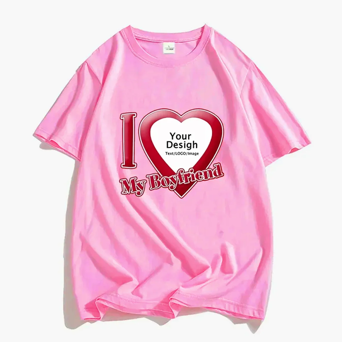 DIY I Love My Boyfriend Girlfriend T-shirt For Mens Women Custom Photo Short Sleeve Tee Shirt Tops Customize Tshirt