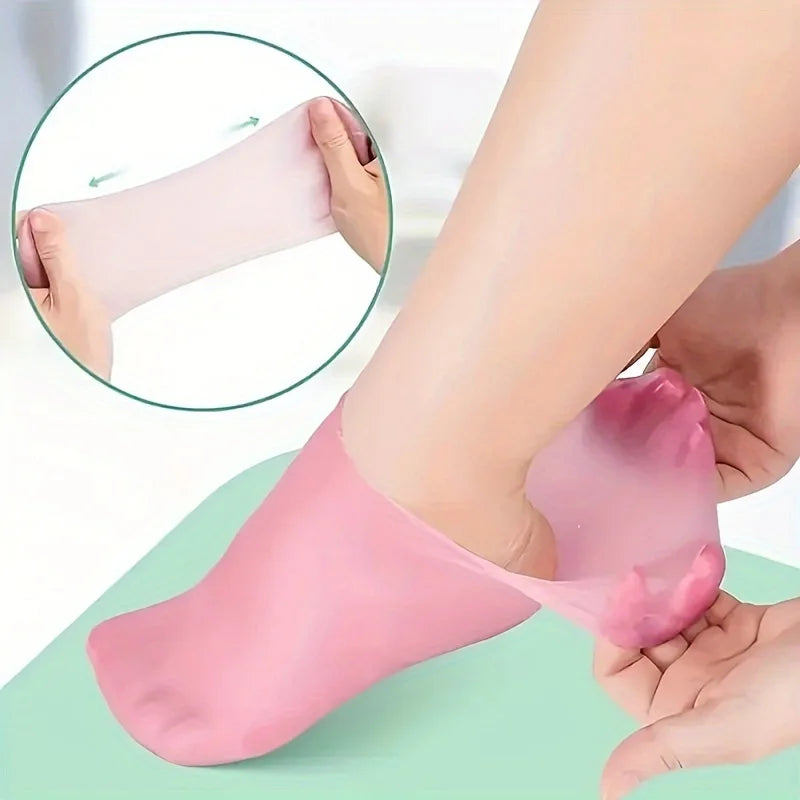 2-Pack Ultra-Soft Silicone Moisturizing Foot Masks for Dry, Cracked Feet - Pair with Moisturizer for Exfoliating Foot Care