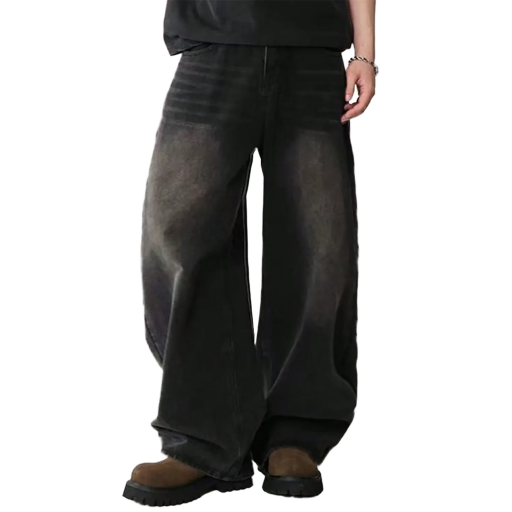 Four Season Men's Jeans Korean Version Student Casual Pants High Street Straight Loose Wide Leg Jeans Black Gray Blue Baggy Jean