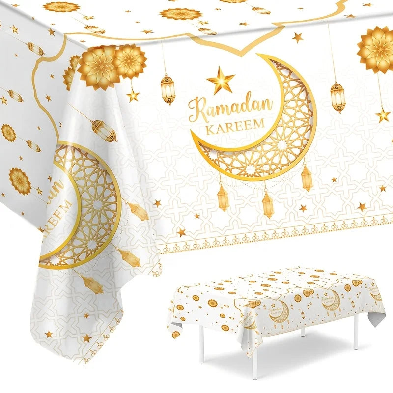 Eid Mubarak Tablecloths Ramadan Decoration for Home 2026 Islamic Muslim Party Decor Ramadan Tableware Supplies Eid Al Adha Gift