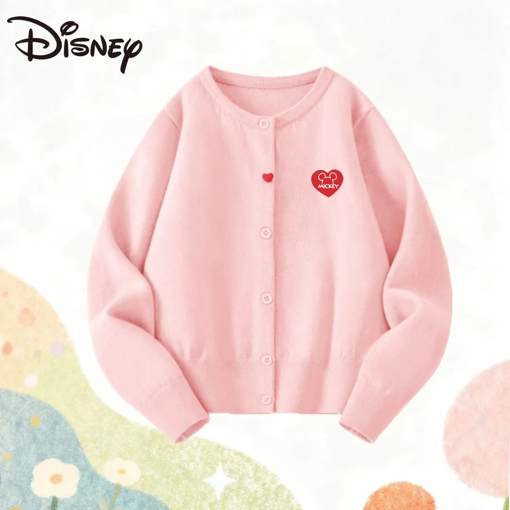Disney Sweet Knitted Cardigan Girl Candy Color Sweater Spring Autumn Comfortable Cardigan Skin-friendly Material  Knitwear