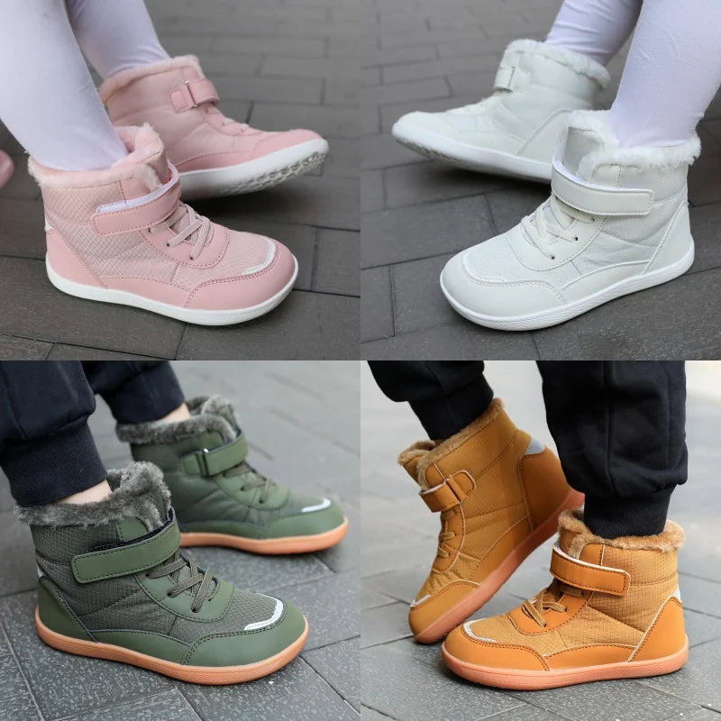 Kids Wide Toe Barefoot Snow Boots | Boys/Girls Winter Minimalist Sneakers | Girls Boys Warm Boot Toddler Little Big Kids