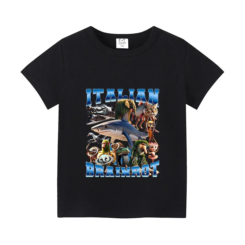 Italian Brainrot Animals Kids T-shirt Cappuccino Assassino