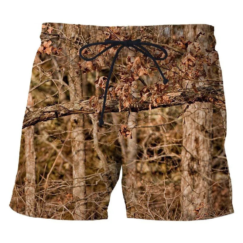 3d Camouflage Tree Leaves Printed Men's Short Pants Casual Personality Cool Camo Beach Shorts Oversized Fashion Board Shorts