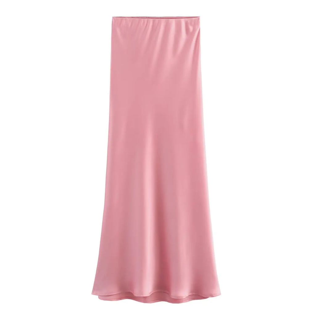 Women’s Silky Satin Straight Skirt