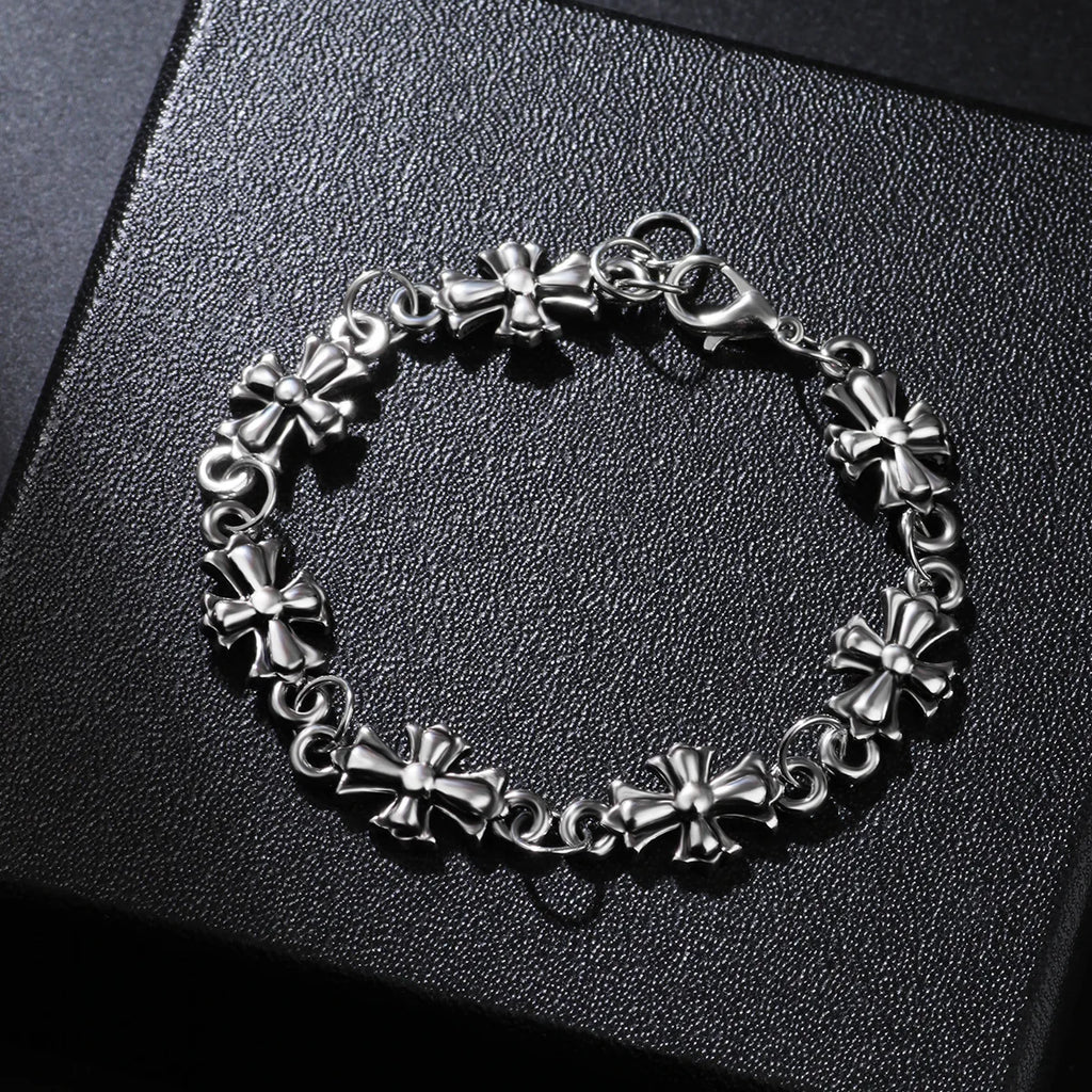 New Gothic cross men's alloy bracelet, retro high-quality street dark style bracelet