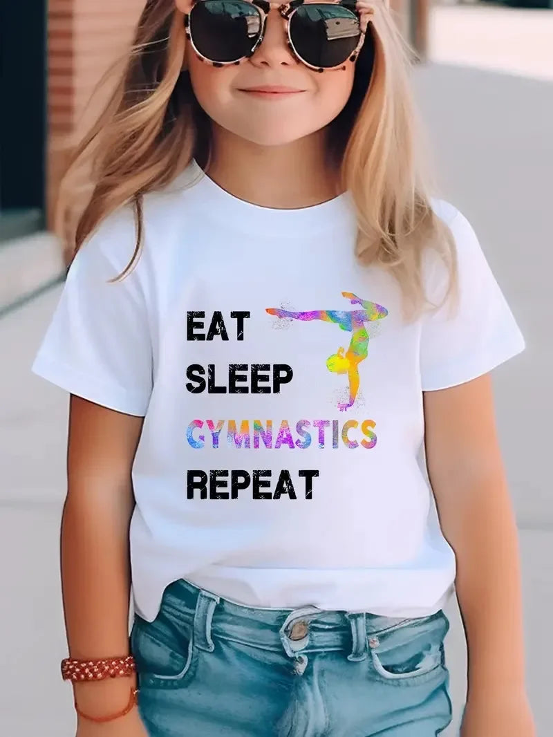 Boys T-shirt Girls Kids Rhythmic Gymnastics Printed T-shirt Modal Clothing Short Sleeves Boys Clothes