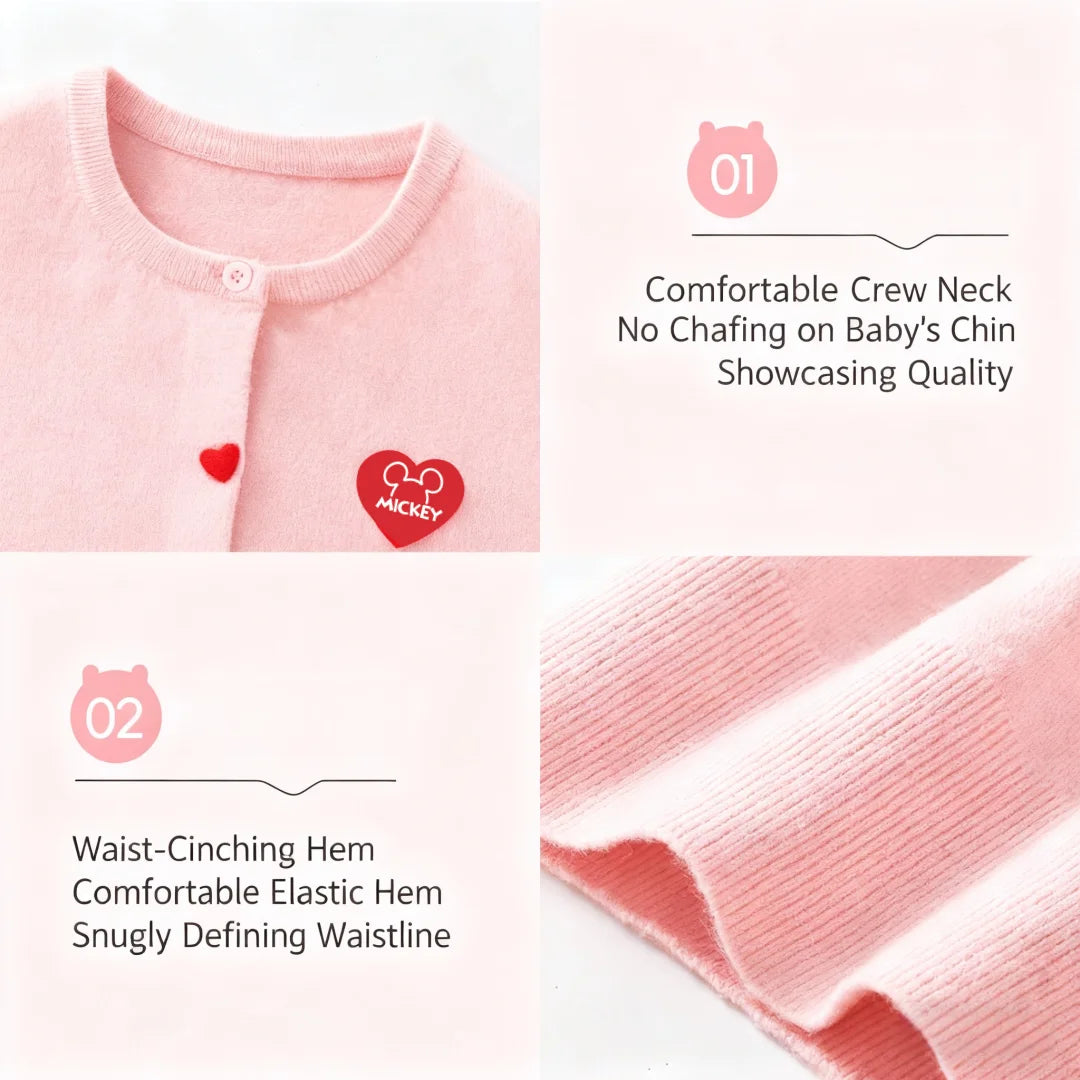 Disney Sweet Knitted Cardigan Girl Candy Color Sweater Spring Autumn Comfortable Cardigan Skin-friendly Material  Knitwear