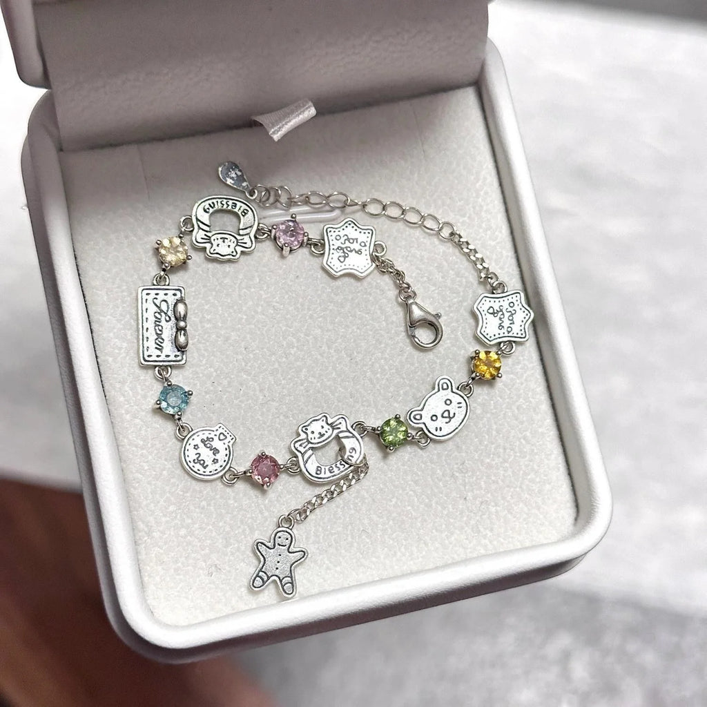 Cute Colored Diamond Gingerbread Bear Bracelet - Exquisite Versatile Bracelet, Popular High-Appearance Jewelry