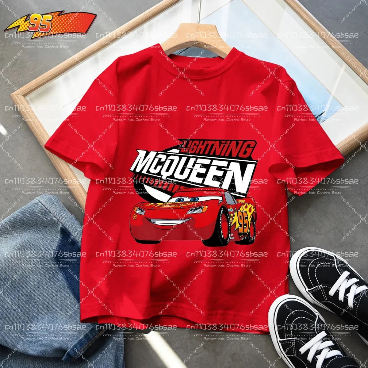 2025 Disney Summer Kids T-shirt Short Sleeve Top Cartoon Cars Pixar Lightning McQueen Printed Boys Clothes Baby Tops 4-10 Years