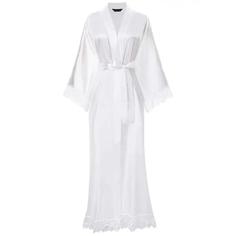 Robe Women Floral Bathrobe Kimono Robe Silk Long Wedding Bride Bridesmaid