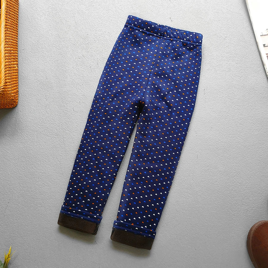 Autumn Winter Print Flowers Thick Warm Kids Toddler Baby Girls Leggings Children's Pants