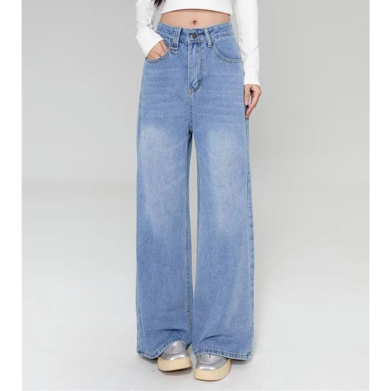 Summer Men Baggy Jeans Unisex Vintage American Style Straight Wide Leg Denim Pants Fashion Brand Hot Sale Casual Trousers