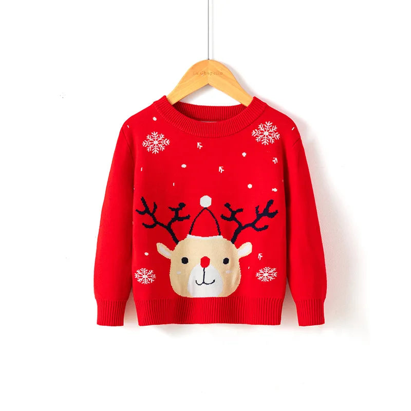 Christmas Girls' Sweater Red Long Sleeve Round Neck Santa Claus Pattern Outdoor Leisure Autumn/Winter Sweater