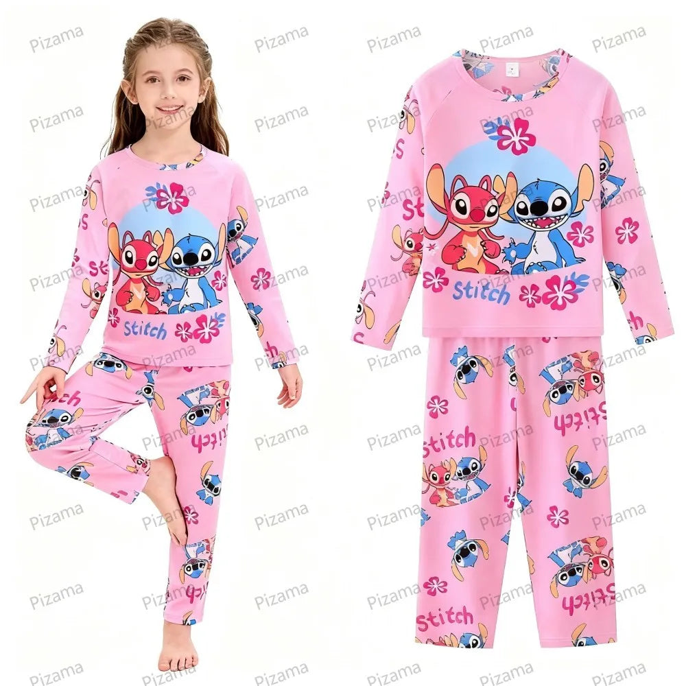 Stitch Pajamas for Kids Girls Long Sleeved Soft Comfortable Lilo & Stitch Pyjamas Suits Children's Loungewear Sleepwear