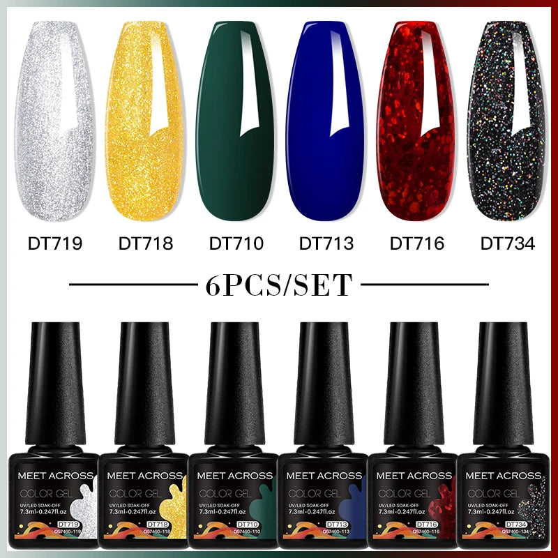 6pc Nail Gel Polish Set DIY Nail Art Semi Permanent UV LED Gel Kit For Nails Decoration Manicure Soak Off Painting Vernis Design