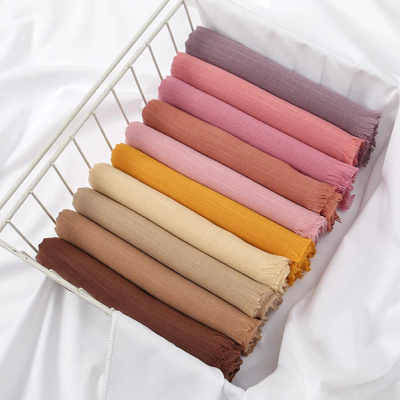 New Bamboo Cotton Hijab Scarf For Women Solid Wrap And Shawls Musulman Headband Islamic Turban Headband Maxi Headscarf Foulard