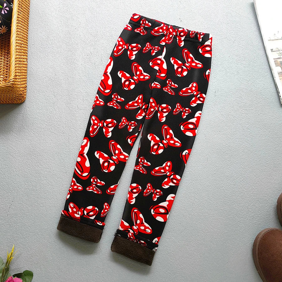 Autumn Winter Print Flowers Thick Warm Kids Toddler Baby Girls Leggings Children's Pants