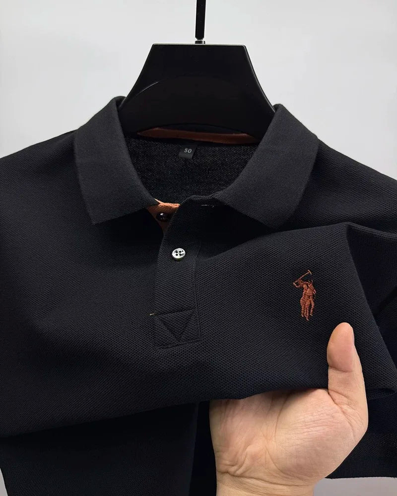 100% pure cotton high-end brand men's short sleeve polo shirt summer fashion customization horse embroidery classic Paul T-shirt
